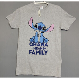 New Disney Ohana T-shirt Adult Size Gray Blue Heathered Graphic Delta Pro Weight